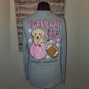 Simply Southern L/S T-Shirt Game Day Vibes Football Puppy Small